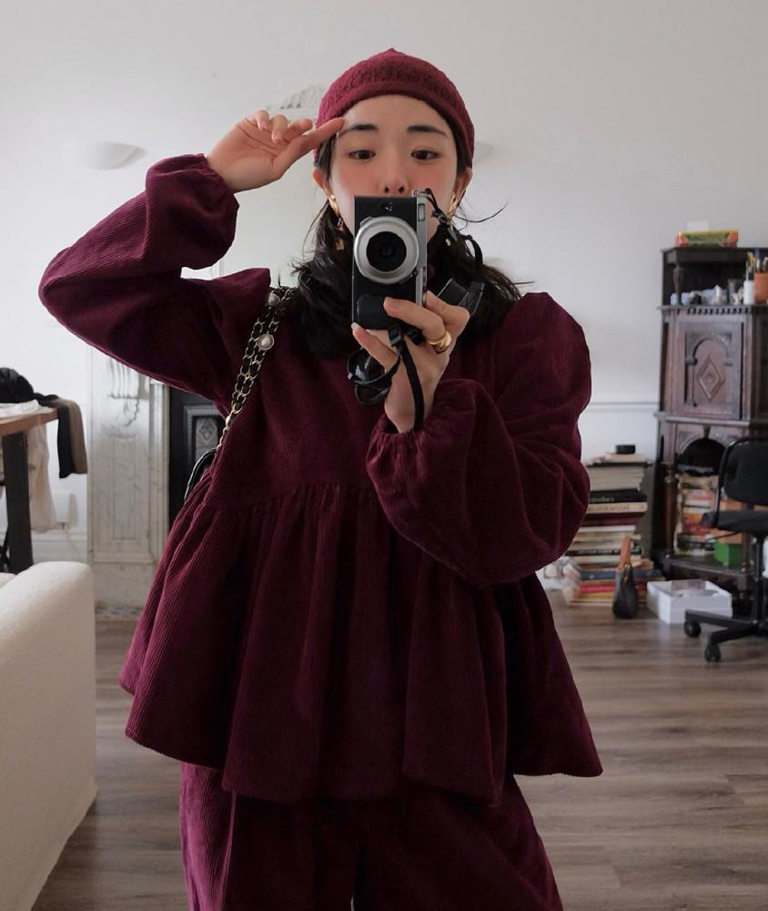 멀버리 코듀로이 블라우스