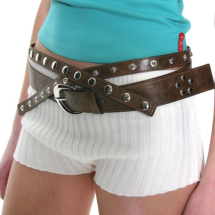 (SET) 3WAY DOUBLE LAYERED BELT_BROWN