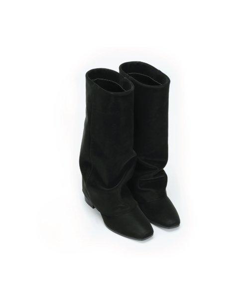 Wrinkle Leather Boots (Black)
