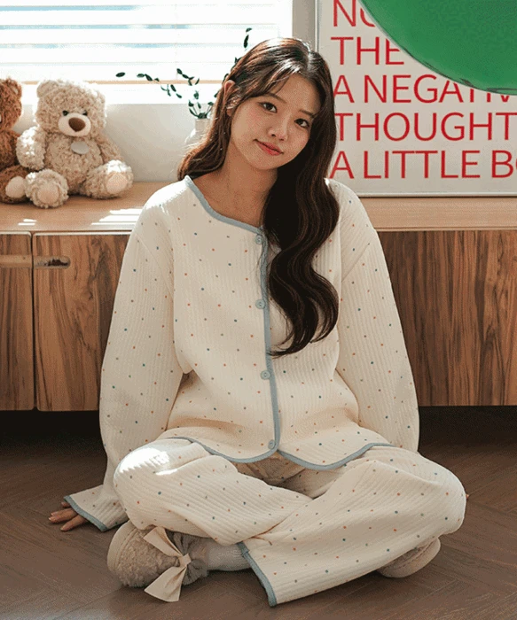 라리리 긴팔 누빔 잠옷 상하세트 6종