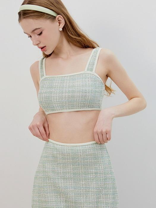 트위드 하이웨스트 비키니(스커트 셋업) - Green