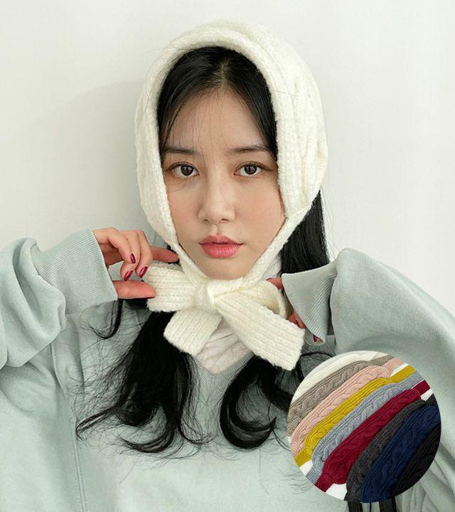 겨울 울 꽈배기 귀도리 반다나_에잇클로젯_2