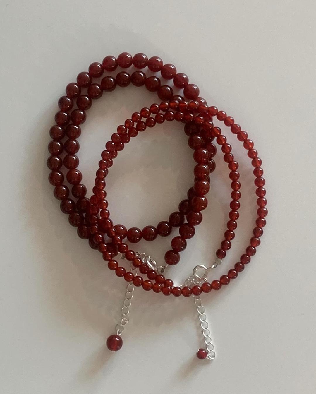 (silver925) Natural gemstone red necklace