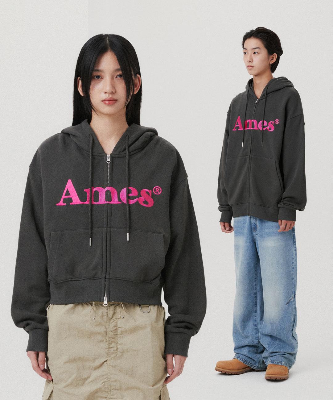 [11/11 예약배송] BASIC LOGO HOODIE ZIP UP CHARCOAL