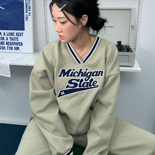 [ 3color ] 미쉬건 맨투맨 셋업