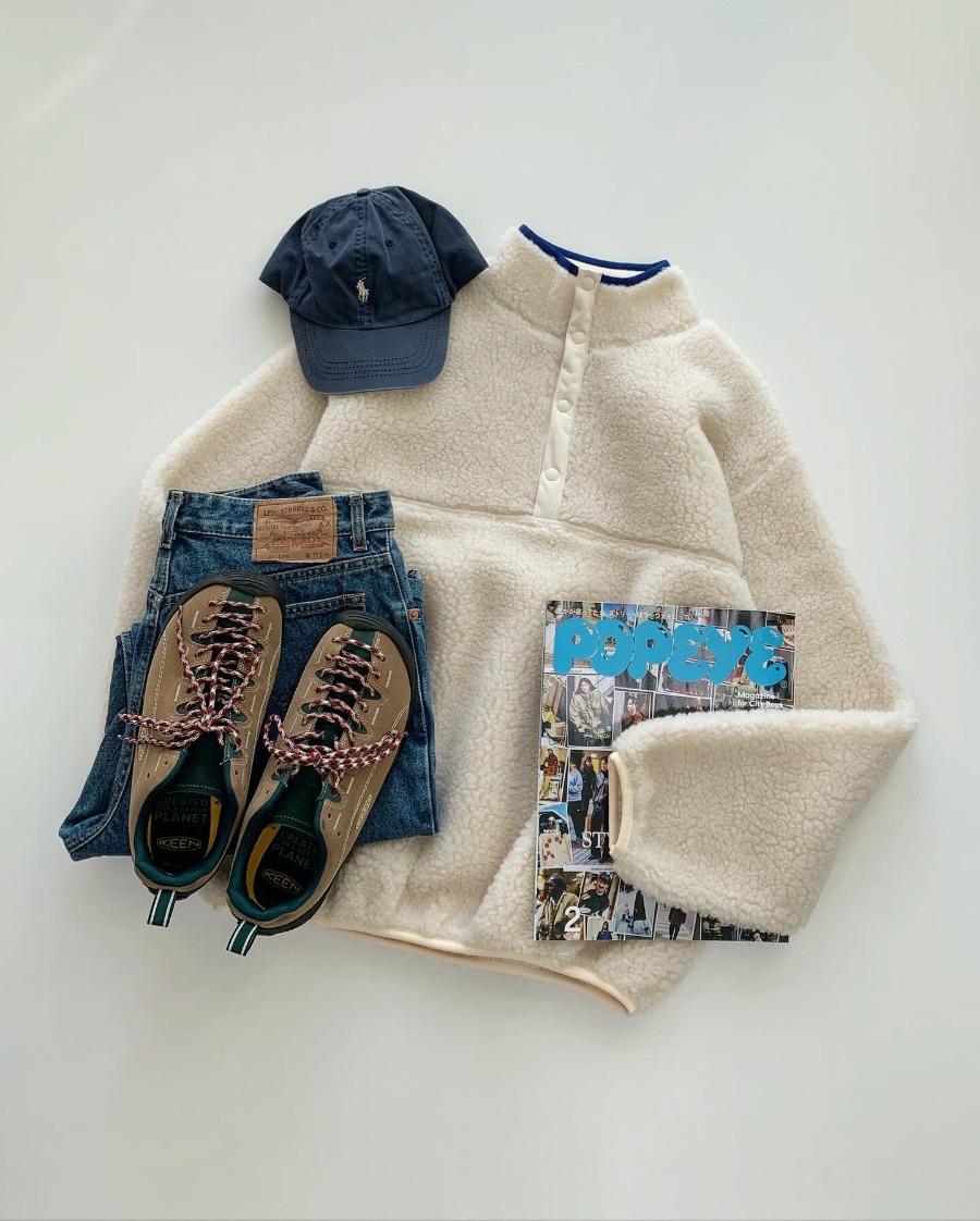 an fleece half btn anorak