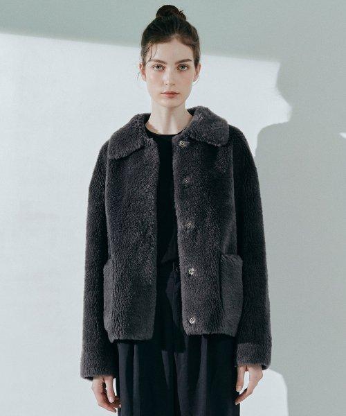 리얼 양털 데일리 자켓 [그레이]