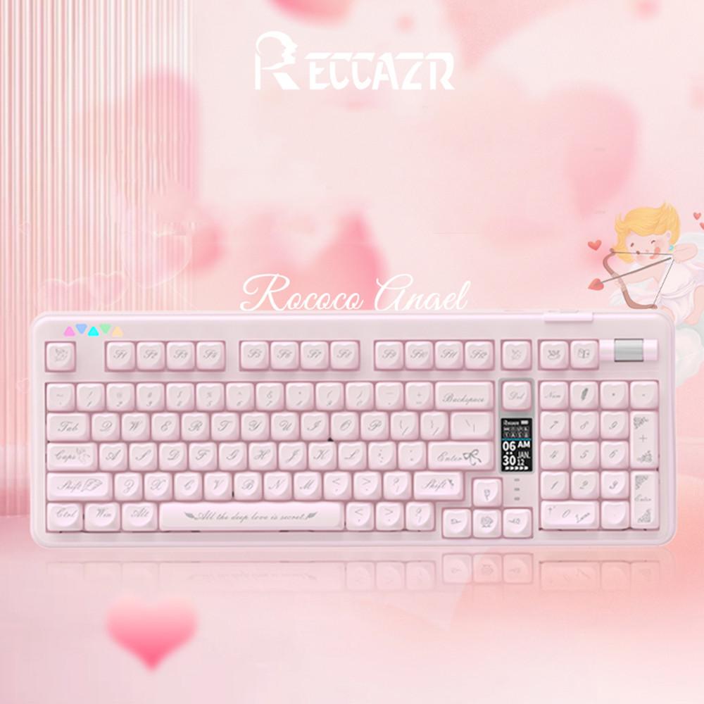 르카제 무선 키보드 RECCAZR 핑크 하트 키캡 키보드