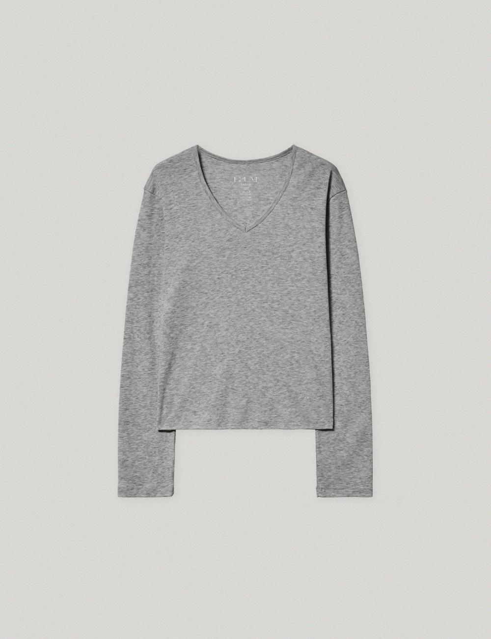 Margot V Neck Cotton Top_Grey