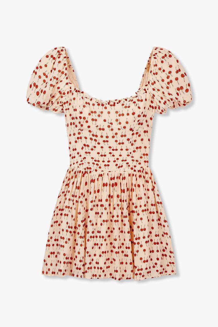 ★셀럽착용★스퀘어 넥 체리 패턴 드레스 (Davonne Dress)