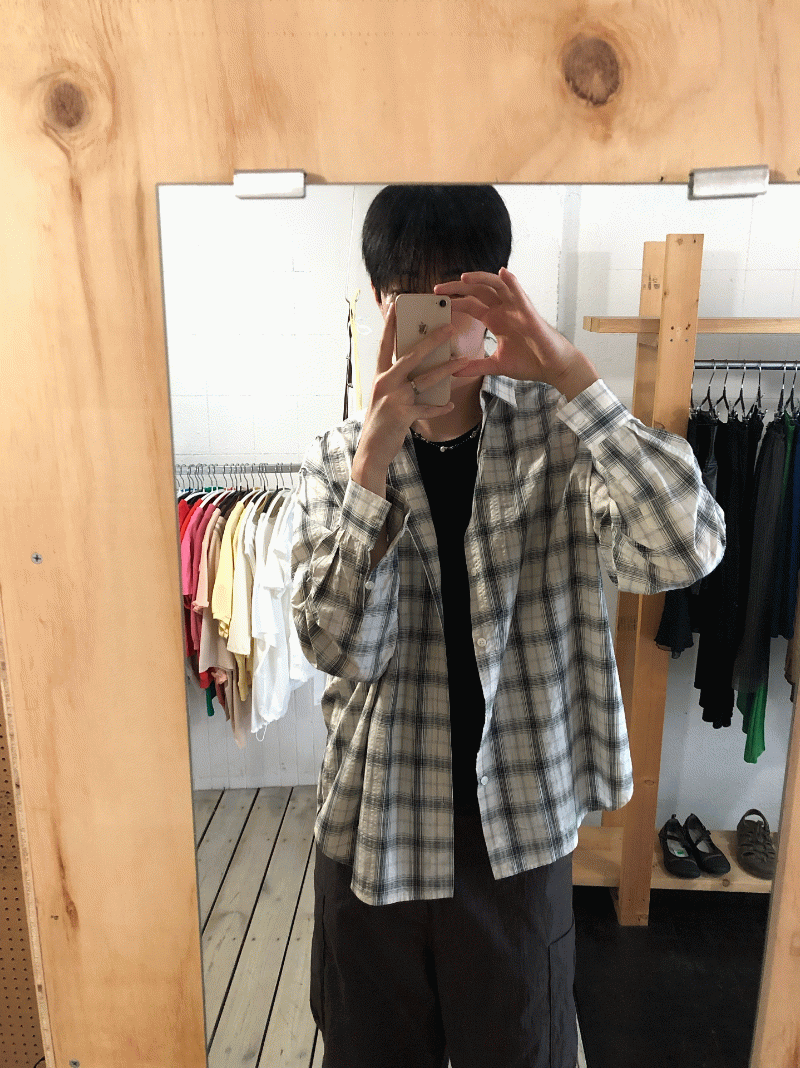 Deep ash check shirt  3C