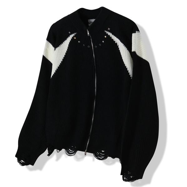 Yuki arch gems knit zipup (black)