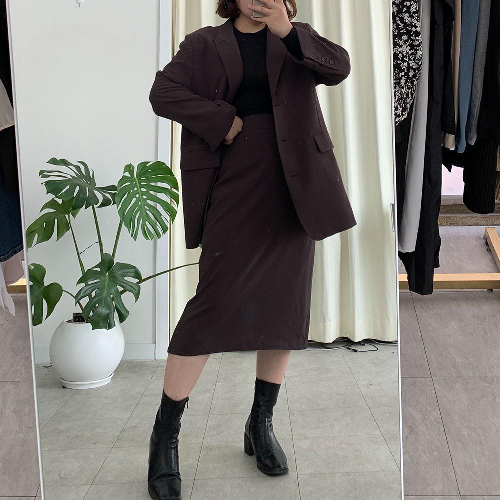 빅사이즈 폴인 싱글 하프 카라 자켓