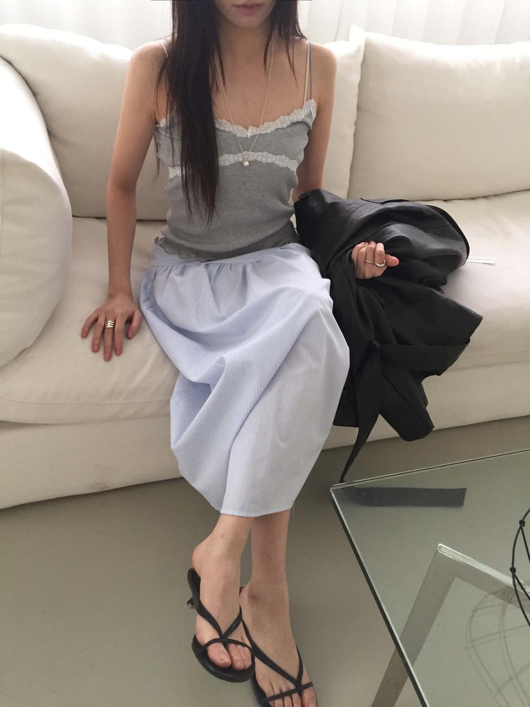 stripe cotton skirt (sky)