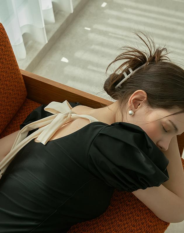 조이엘로 퍼프 리본 모노키니 - black