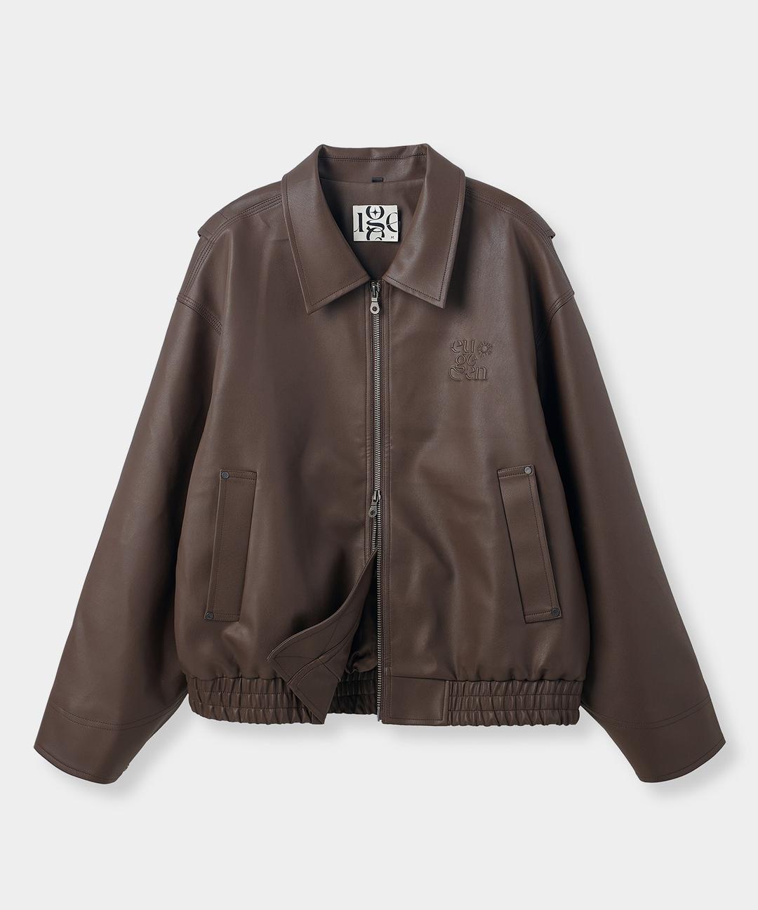 2WAY PU MINIMAL LEATHER JACKET_BROWN