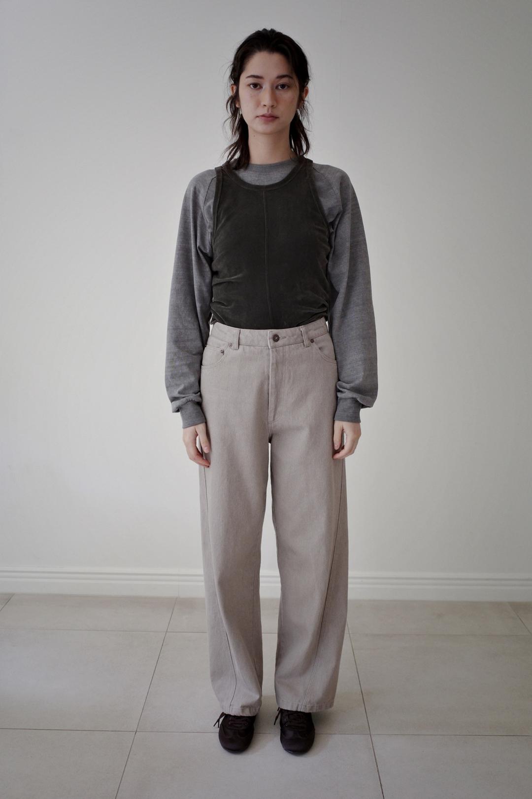 Washed straight leg pants, Beige