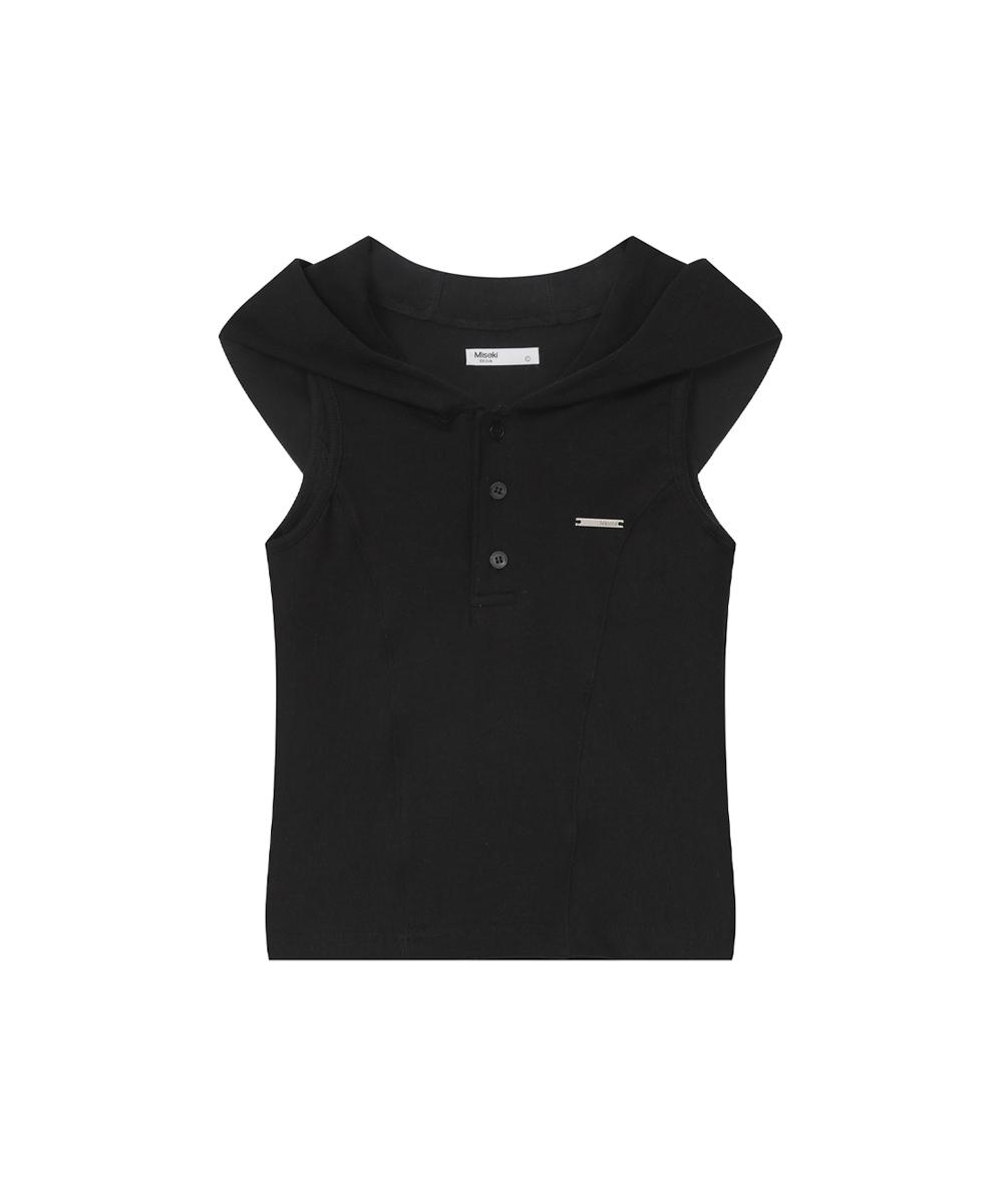 [5/22 DROP] Line hoodie vest BLACK