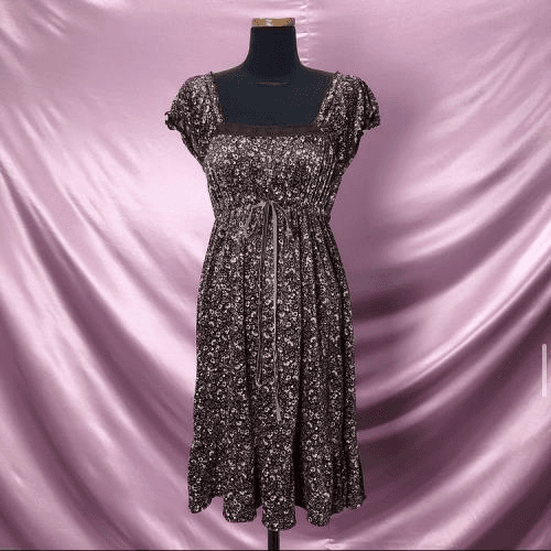 brown flower pattern dress