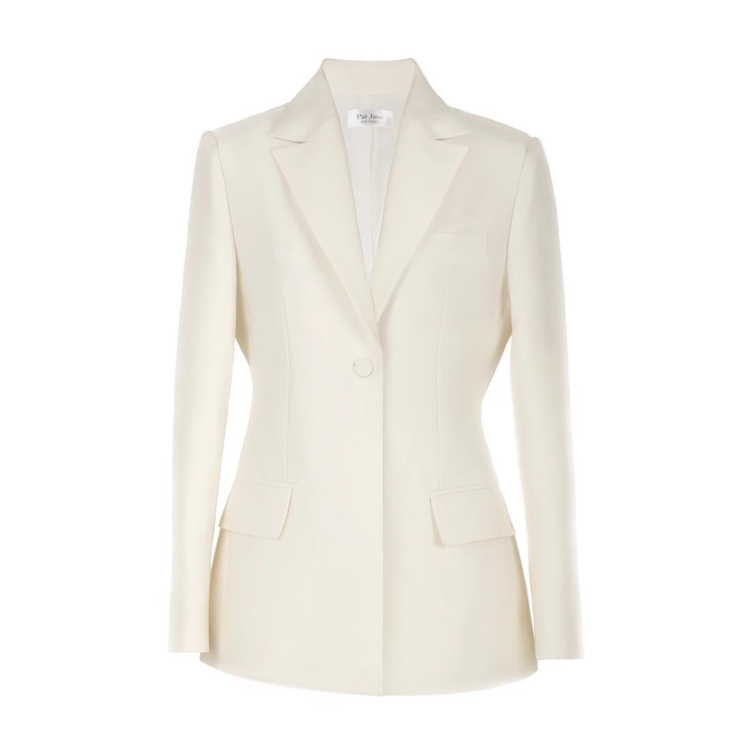 Wool-Silk Signature Tailored Jacket - IVORY (Fabric by JAPAN)