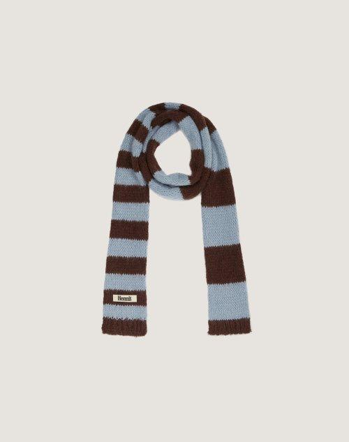 Stripe Knit Muffler (Sky Blue/Brown)