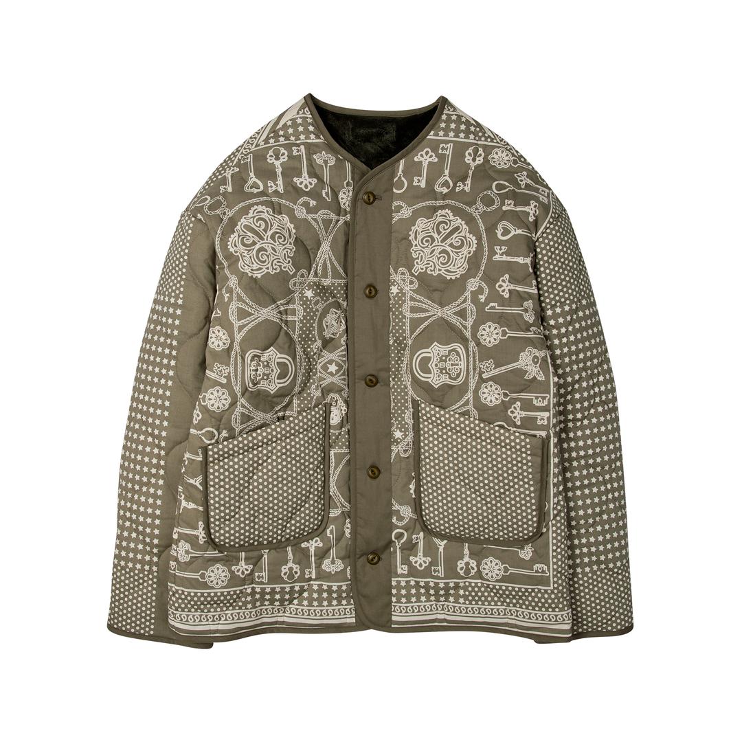 ROPE VELBOA PADDING HALF JACKET-KH
