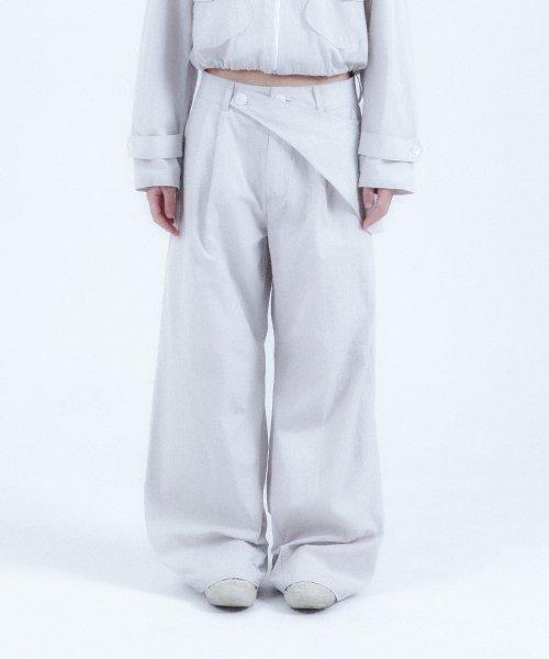 Waist pocket bag wide pants LIGHT GREY