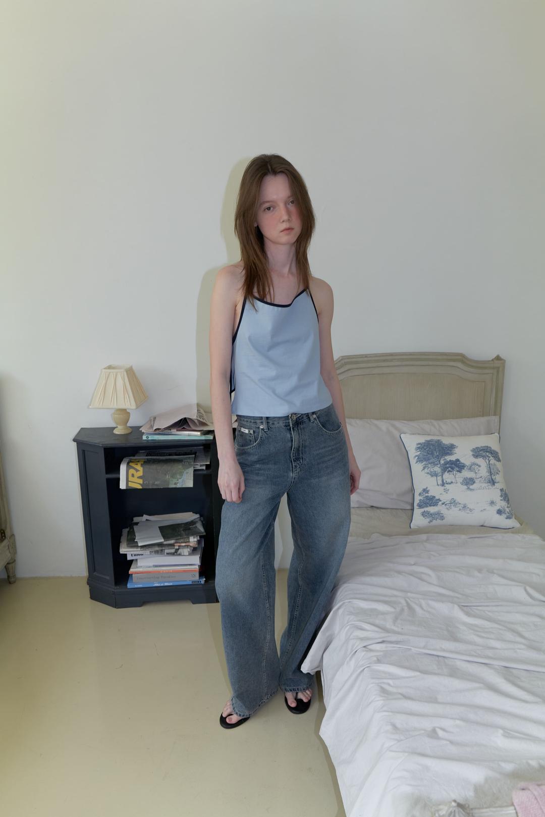 Vintage washed wide denim