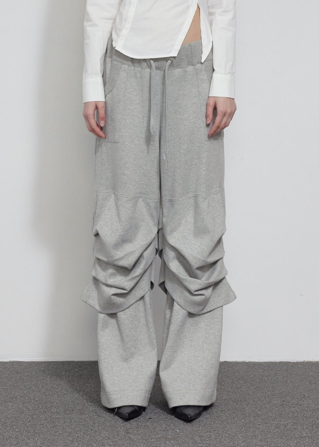 DIAGONAL SWEAT PANTS, MELANGE GRAY