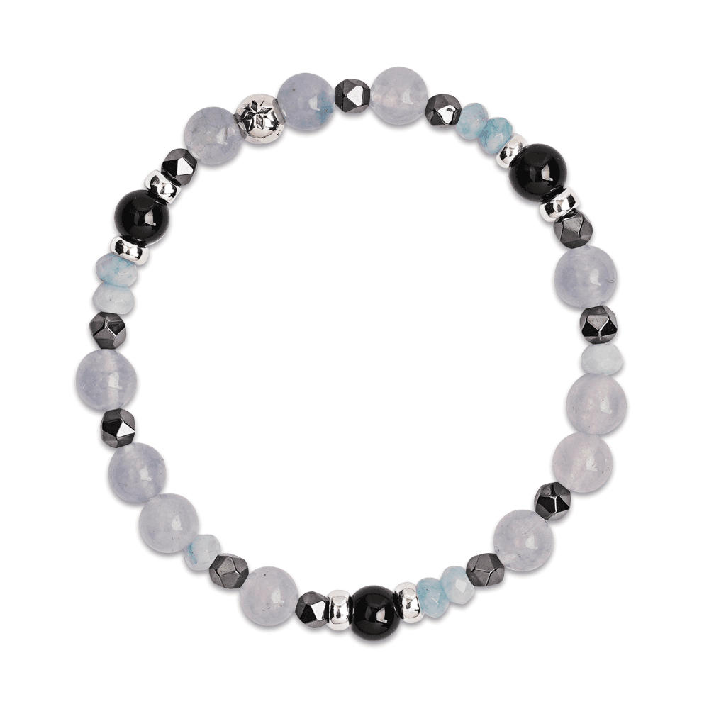 델릭서 아쿠아마린 오닉스 실버 팔찌-유기견 후원 기부 은 남자 여자 학생 우정 커플