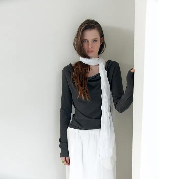 [5th] Flow Cotton Drape T_Charcoal