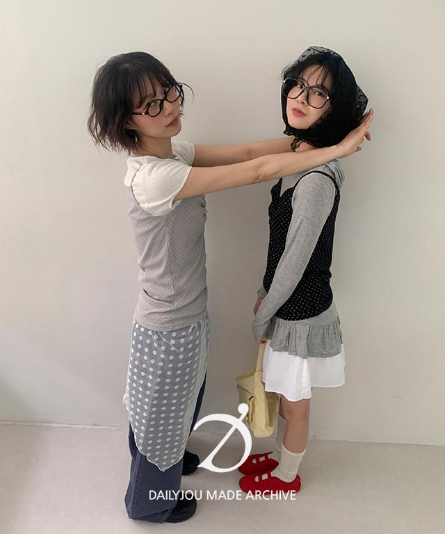 데일리쥬 [MADE] 루시아 레이어드 스카프 스커트 (별/도트)