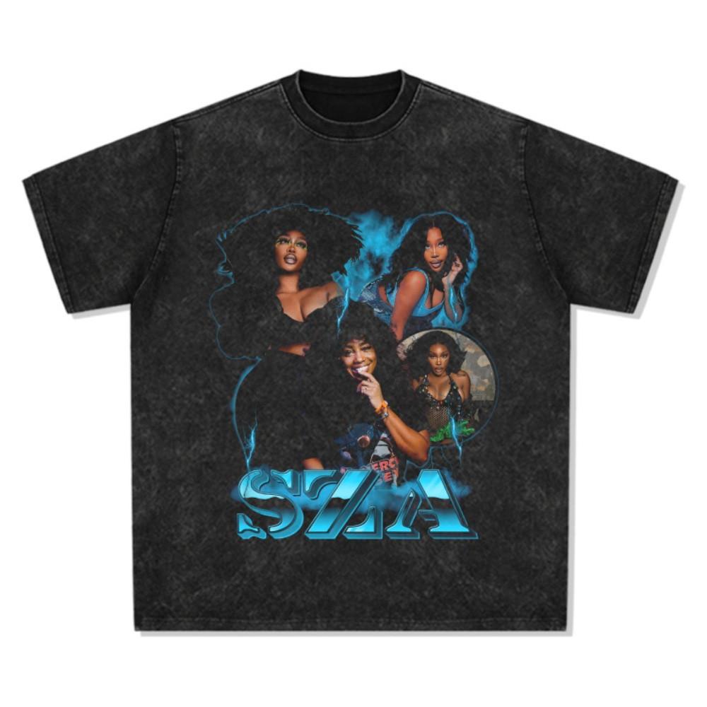 SZA 시저 프린트 티셔츠 빈티지 반팔 긴팔 힙합 팝 쭉티 레트로 래퍼