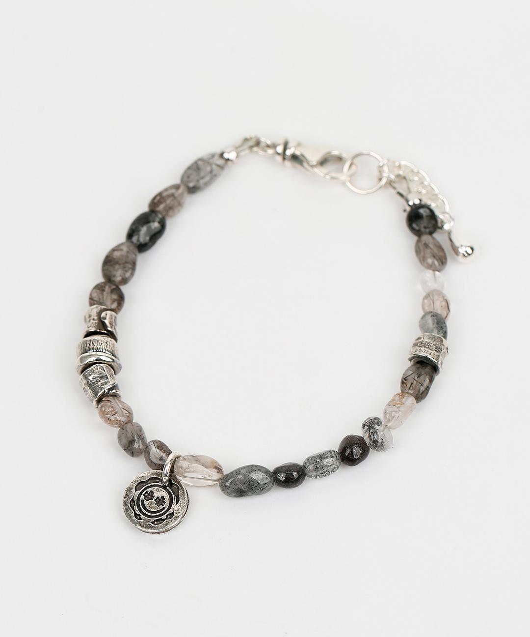 Natural stone bracelet gray (925 silver)
