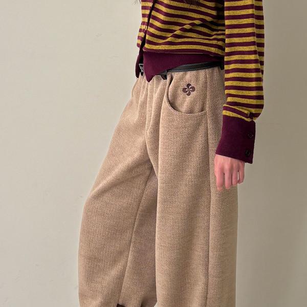 WOOL STRAP WIDE PANTS / m.beige