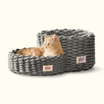 고양이 코튼 니트 바구니 숨숨집 (다크그레이)