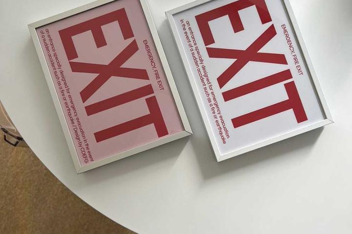 EXIT,COFFEE,WORK 엑시트 디자인 액자형 사인물 포스터 (스튜디오,사무실,카페)