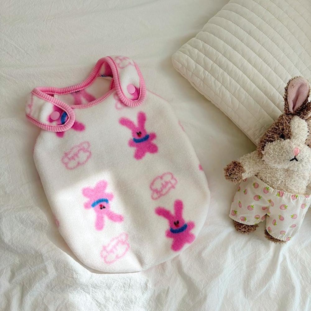 댕스기릿 강아지옷 포근 핑크 바니 수면 조끼 강아지 잠옷