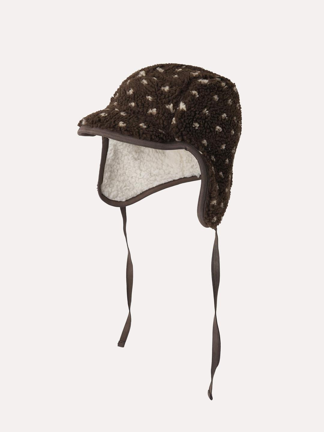 Mini Heart Fleece Trooper Hat_Choco Brown