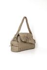 SHIRRING SHOULDER PADDED BAG BEIGE