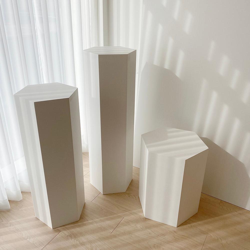 화이트 육각스툴 촬영소품 전시다이 인테리어소품 디스플레이박스
