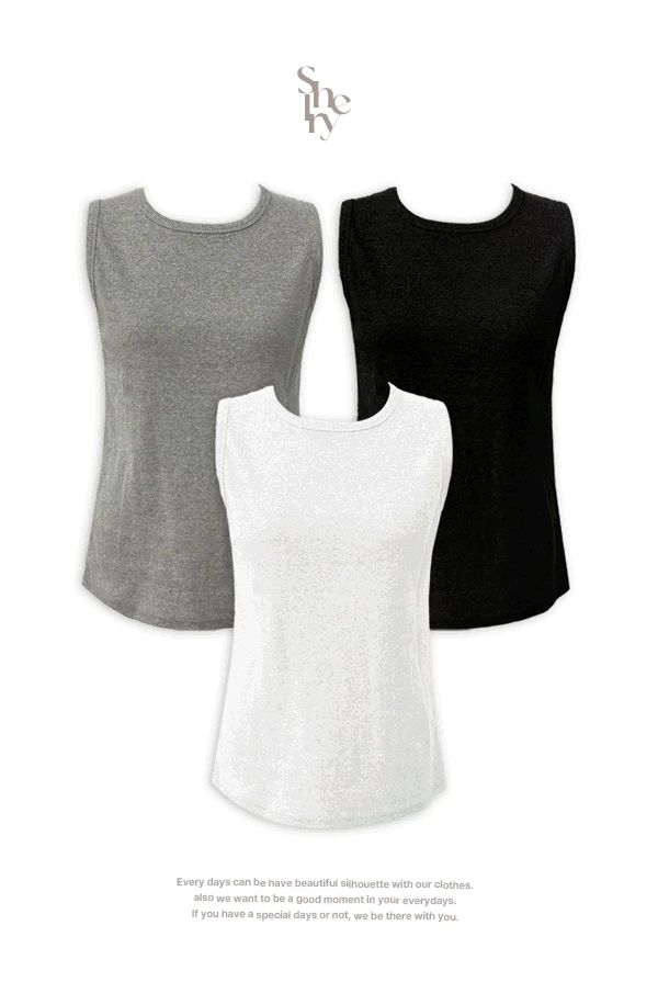 [55-99][SHEERLY]베이직 골지 라운드 나시(3color)