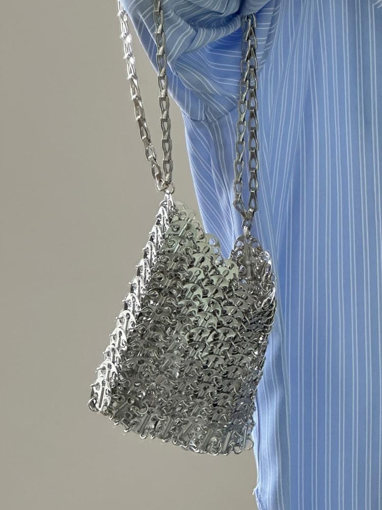 미듐당일 파코 실버체인백 3size 여름가방 미니백 토드백 숄더겸용 : 루트19