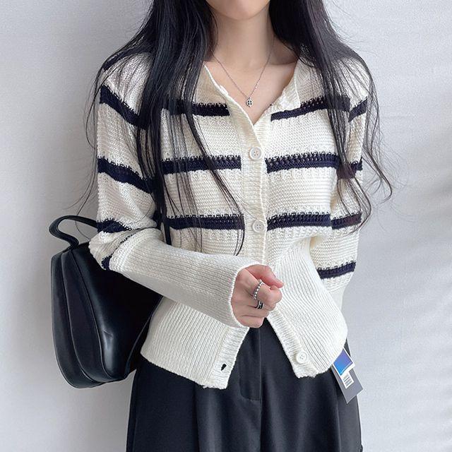 모노 단가라 허리 잘록 니트 가디건_쏠트베이비