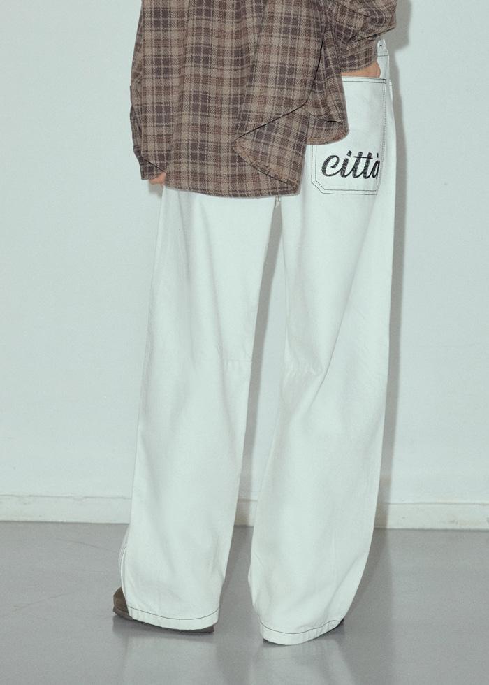 Signature Logo Pocket Pants_CTD413(White)