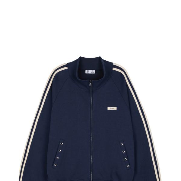 Beige Label Eyelet Track Top - Navy