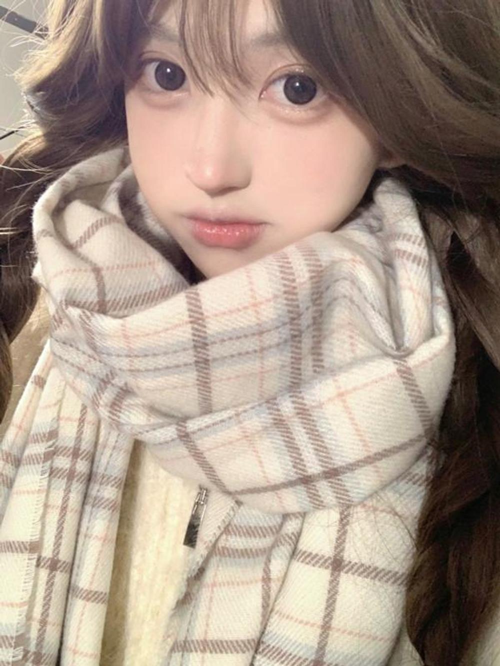 겨울 심플한 체크 목도리 머플러