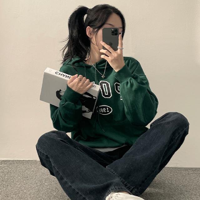 [신상특가/예쁜오버핏/1+1할인] 데일리 교복템, 폴 1988 레터링 자수 베이직 후드 티셔츠 4color