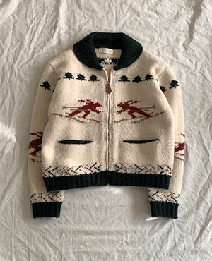 nordic knit zip up cardigan (2color)