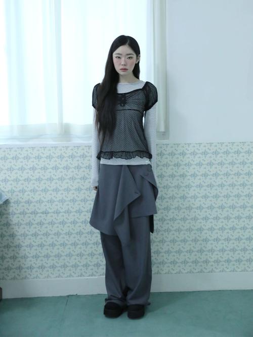 플레어 스커트 팬츠(차콜)